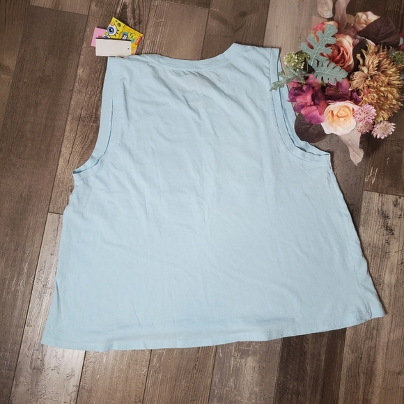 NWT Nickelodeon Women's SpongeBob Surfing Graphic Tank Top - Light Blue XXL - Picture 8 of 14